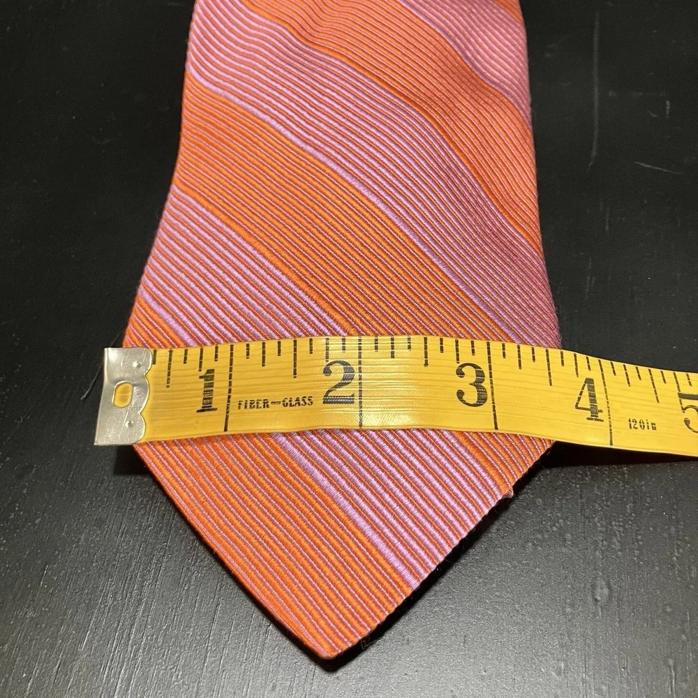 Salvatore Ferragamo Italy 100% Silk Diagonal Stripe Neck Tie Orange Pink Purple